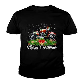 Motorbike Matching Santa Hat Motorbike Christmas Youth T-shirt | Mazezy