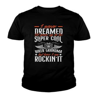 Motorcycle Grandma Biker Grandmother Funny Motorcycle Youth T-shirt | Mazezy