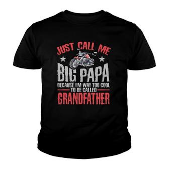 Motorcycle S Big Papa Tees Grandpa Biker Dad Men Father Youth T-shirt | Mazezy
