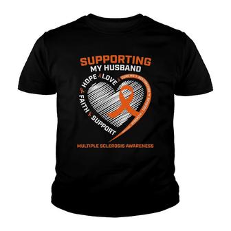 Ms I Wear Orange For My Husband Multiple Sclerosis Awareness Youth T-shirt - Thegiftio UK