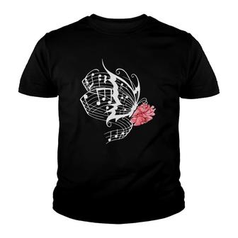 Music Butterfly Music Note Music Teacher Lover Youth T-shirt | Mazezy