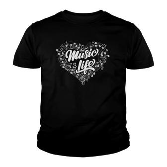 Music Is Life For Awesome Song Writer Composer Musician Gift Youth T-shirt | Mazezy