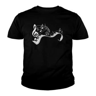 Music Notes Keyboard Pianist Classical Musician Piano Youth T-shirt | Mazezy