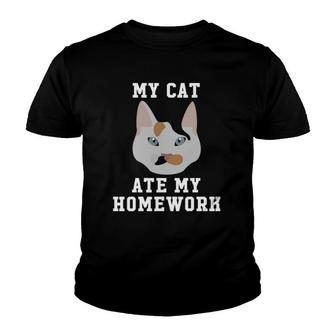 My Cat Ate My Homework - Japanese Bobtail Youth T-shirt | Mazezy
