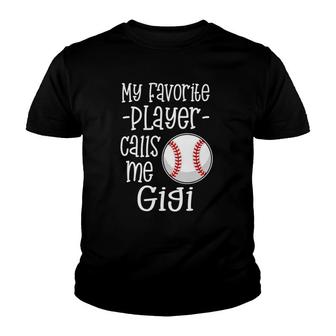 My Favorite Baseball Player Calls Me Gigi Grandma Gift Youth T-shirt - Thegiftio UK