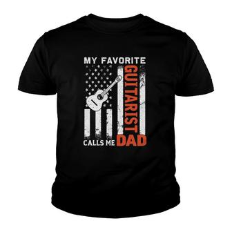 My Favorite Guitarist Calls Me Dad Usa Flag Father's Day Youth T-shirt | Mazezy