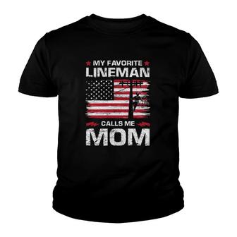 My Favorite Lineman Calls Me Mom Usa Flag Mother's Day Youth T-shirt | Mazezy AU