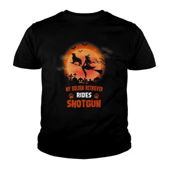 My Golden Retriever Rides Shotgun Halloween 2 Youth T-shirt - Thegiftio UK