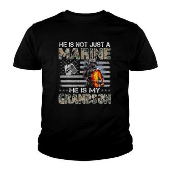 My Grandson Is A Marine Proud Grandma Proud Grandpa Youth T-shirt | Mazezy