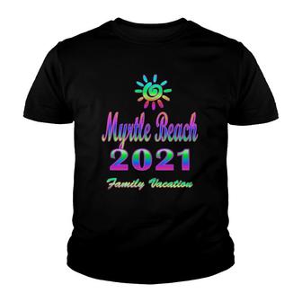 Myrtle Beach Family Vacation 2021 Spiral Sun Rainbow Youth T-shirt - Thegiftio UK
