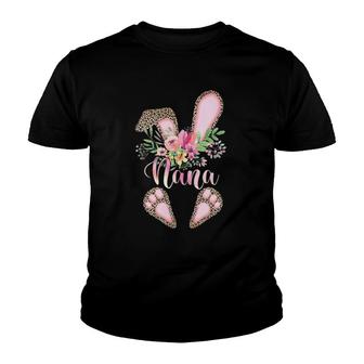 Nana Bunny - Floral Leopard Nana Happy Easter Mother's Day Youth T-shirt | Mazezy