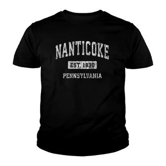 Nanticoke Pennsylvania Pa Vintage Sports Established Design Youth T-shirt | Mazezy
