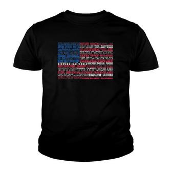 National Parks Of America Us Flag Word Cloud Youth T-shirt | Mazezy