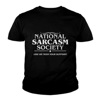 National Sarcasm Society Graphic Youth T-shirt | Mazezy