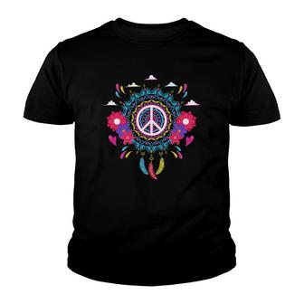Native Wind Catcher Wind Spinner Boho Mandala Peace Sign Youth T-shirt | Mazezy AU