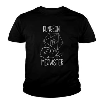 Nerdy Cat D20 Dice Collector Rpg Gamer Dungeon Meowster Youth T-shirt | Mazezy