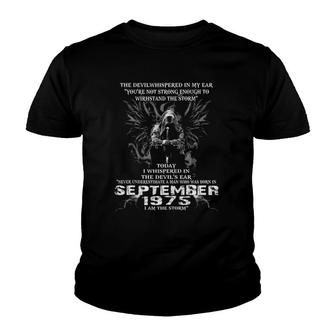 Never Underestimate A Man Born In September 1975 Youth T-shirt | Mazezy