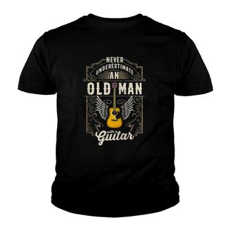 Never Underestimate An Old Man With A Guitar Zip Youth T-shirt | Mazezy