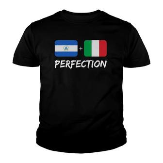 Nicaraguan Plus Italian Perfection Mix Flag Heritage Youth T-shirt - Thegiftio UK