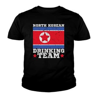 North Korean Drinking Team Funny North Korea Flag Beer Youth T-shirt | Mazezy