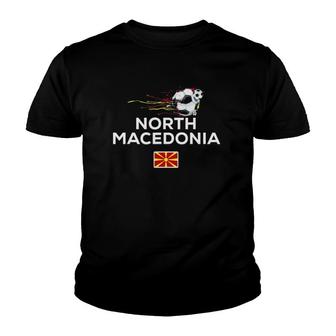 North Macedonia Flag Football Soccer Youth T-shirt - Thegiftio UK
