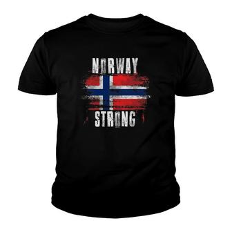 Norway Strong Distressed Flag - Norwegian Pride Youth T-shirt | Mazezy