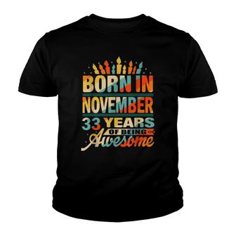November 1988 33 Year Old 33Rd Birthday Candle Youth T-shirt | Mazezy