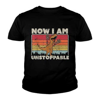 Now I Am Unstoppable T-Rex Youth T-shirt - Thegiftio UK