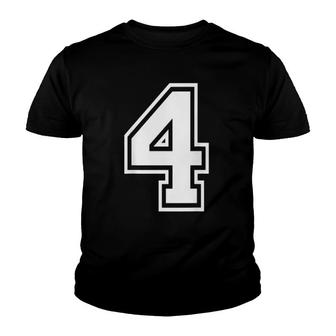 Number 4 Sports Player Number Youth T-shirt | Mazezy