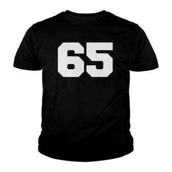 Number 65 Sports Jersey Player 65 Fan Front Print Varsity Youth T-shirt - Thegiftio UK