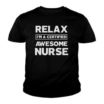 Nurse Certified Awesome Job Work Anniversary Going Away Youth T-shirt - Thegiftio UK