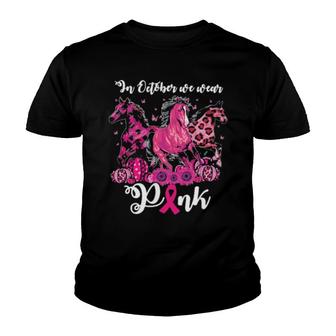 Official Three Horses In October We Wear Pink Youth T-shirt | Mazezy