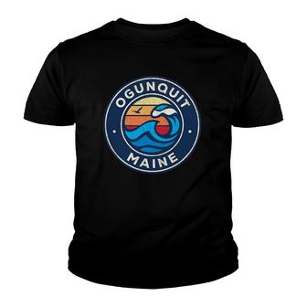 Ogunquit Maine Me Vintage Nautical Waves Design Youth T-shirt | Mazezy