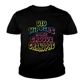 Old Hippies Make Groovy Grandpas Grandparents Day Youth T-shirt | Mazezy DE