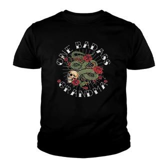 One Badass Grandmother Tattoo Art Funny Gift For Grandma Youth T-shirt | Mazezy