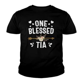 One Blessed Tia Cute Mothers Day Youth T-shirt | Mazezy