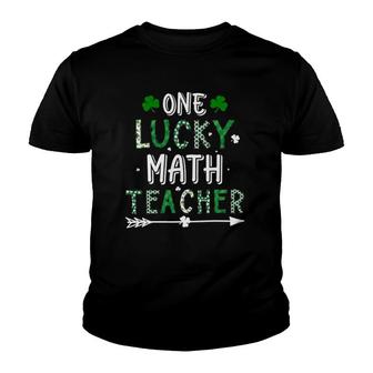One Lucky Math Teacher St Patricks Day Buffalo Plaid Youth T-shirt - Thegiftio UK