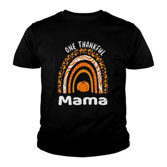 One Thankful Mom Thanksgiving Rainbow Fall Leopard Mama Youth T-shirt | Mazezy