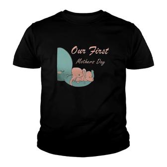 Our First Mothers Day Elephant Grandma Mothers Day Youth T-shirt | Mazezy
