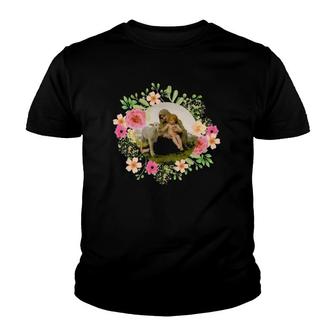 Our Lady Blessed Mother Mary Jesus Lamb Cute Floral Catholic Youth T-shirt | Mazezy