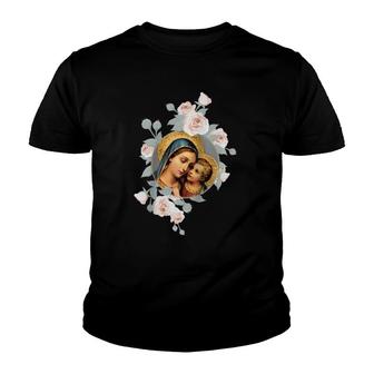 Our Lady Of Good Remedy Blessed Mother Mary Art Catholic Raglan Baseball Tee Youth T-shirt | Mazezy