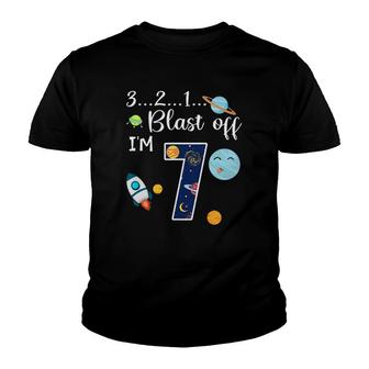 Outer Space 7 Years Old 7Th Birthday Party Youth T-shirt | Mazezy DE