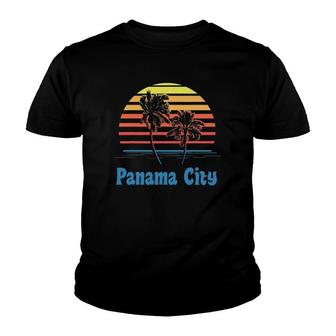 Panama City Florida Sunset Palm Trees Beach Vacation Youth T-shirt | Mazezy