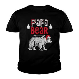 Papa Bear Christmas Santa Family Matching Pajamas Youth T-shirt | Mazezy