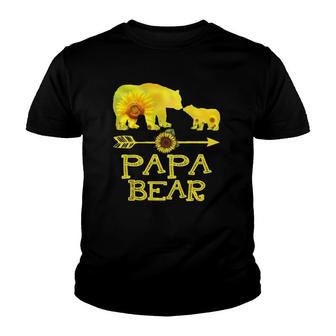Papa Bear Mothers Day Sunflower Family Gift Youth T-shirt | Mazezy