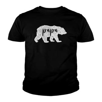 Papa Bear Retro Style Gift For Father Day & Dad Birthday Youth T-shirt | Mazezy