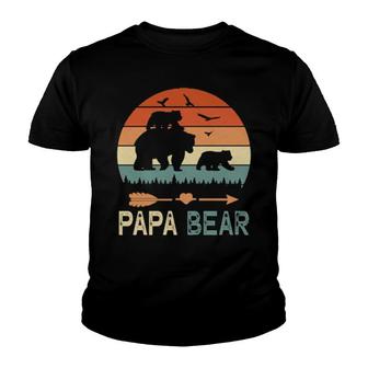 Papa Bear Vintage Colors Youth T-shirt | Mazezy