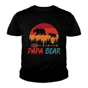 Papa Bear Vintage Sunset Youth T-shirt | Mazezy