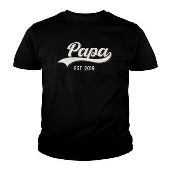 Papa Est 2019 Soon To Be Grandpa To Be Announcement Youth T-shirt | Mazezy