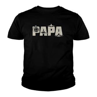 Papa Pilot Funny Dad Aviation Flying Airplane Lovers Gifts Youth T-shirt | Mazezy
